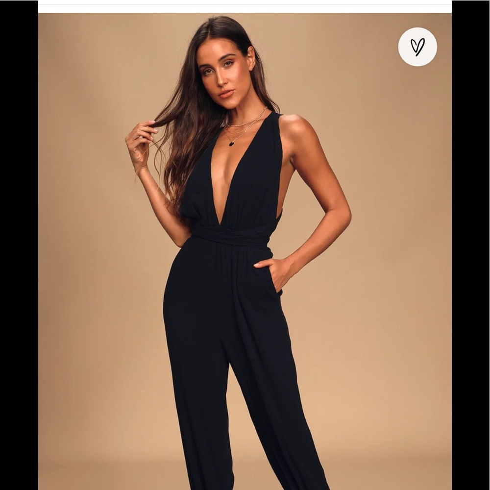 Lulus Lolinda Black Convertible Halter Jumpsuit